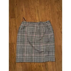 Talbots Vintage Houndstooth Plaid Skirt Women 4 petite 4P Multi Lined 100% wool